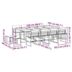 Petromila 13dílný zahradní jídelní set s poduškami bílý textilen