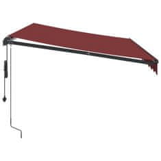 Vidaxl Automatická zatahovací markýza burgundská 350 x 250 cm