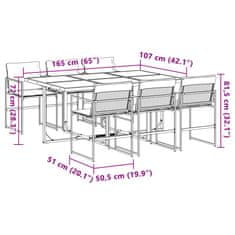 Vidaxl 7dílný zahradní jídelní set s poduškami bílý textilen
