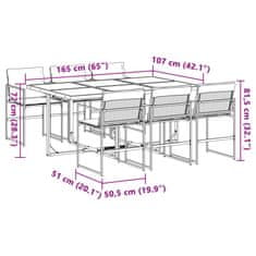Vidaxl 7dílný zahradní jídelní set s poduškami bílý textilen