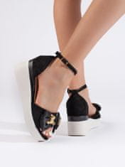 Amiatex Designové černé dámské sandály na klínku, černé, 39