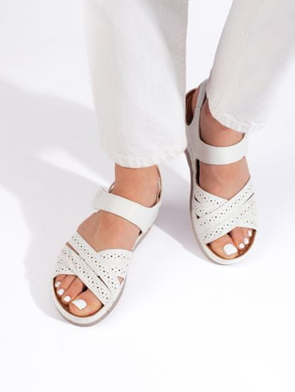 Amiatex Designové sandály bílé dámské platforma + Ponožky Gatta Calzino Strech