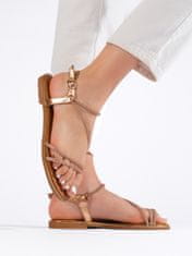 Amiatex Praktické dámské sandály hnědé na plochém podpatku + Ponožky Gatta Calzino Strech, Brązowy, 38