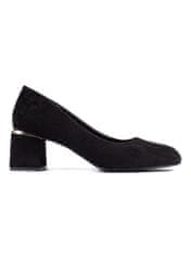 Amiatex Praktické lodičky černé dámské na širokém podpatku + Ponožky Gatta Calzino Strech, černé, 36