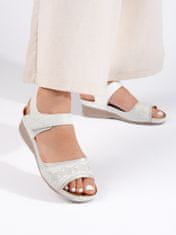 Amiatex Trendy bílé dámské sandály platforma + Ponožky Gatta Calzino Strech, bílé, 35