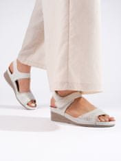 Amiatex Trendy bílé dámské sandály platforma + Ponožky Gatta Calzino Strech, bílé, 35