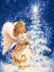 Norimpex Diamantová mozaika Zimní svatí andělé s vánočním stromkem 30X40