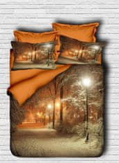 L'essentiel Oboustranné povlečení Winter Dream 200x220 cm + 2 polštáře + prostěradlo oranžovo-hnědé