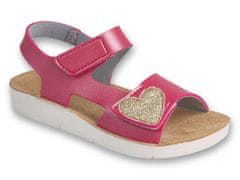 Befado dívčí sandálky CLIP 068Y009 s koženou stélkou a srdíčkem vel. 33