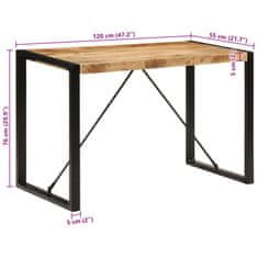 Vidaxl Jídelní stůl 120 x 55 x 76 cm masivní hrubé mangovníkové dřevo