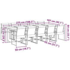 Vidaxl 11dílný zahradní jídelní set černý textilen