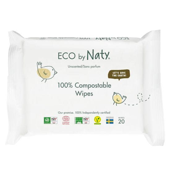 ECO by Naty Ubrousky vlhčené cestovní neparfumované Sensitive Eco 20 ks