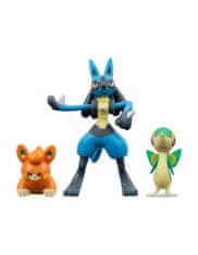 Jazwares Pokémon postavičky Battle Snivy, Pawmi, Lucario 5cm