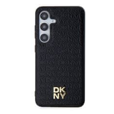 DKNY Zadní Kryt PU Leather Repeat Pattern Stack Logo Magsafe pro Samsung Galaxy S24+ černý