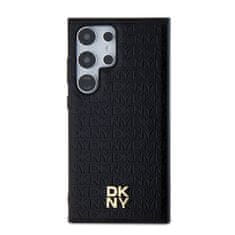DKNY Zadní Kryt PU Leather Repeat Pattern Stack Logo Magsafe pro Samsung Galaxy S24 Ultra černý
