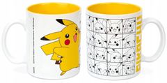 CurePink Dárkový set Pokémon|Pikachu: Keramický hrnek - sklenice - 2 tácky (objem sklenice 500 ml|hrnek 315 ml|tácky 10 x 10 cm)