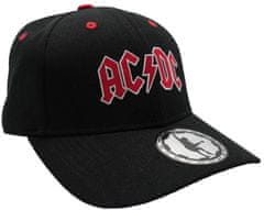 CurePink Baseballová kšiltovka AC/DC: Červené logo (nastavitelná) černý polyester