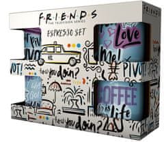 OEM Espresso keramické mini hrnky Friends|Přátelé: Populární citáty set 4 kusů (objem 110 ml)