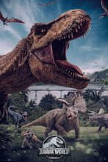 CurePink Plakát Jurassic World|Jurský svět: T-Rex & Triceratopse (61 x 91,5 cm)