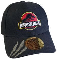 CurePink Baseballová kšiltovka Jurassic Park|Jurský park: Klasické logo (nastavitelná) černý polyester