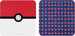 CurePink Dárkový set Pokémon: Pokéball (objem sklenice 500 ml, hrnek 300 ml, 2 tácky 10 x 10 cm)