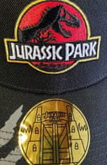 CurePink Baseballová kšiltovka Jurassic Park|Jurský park: Klasické logo (nastavitelná) černý polyester