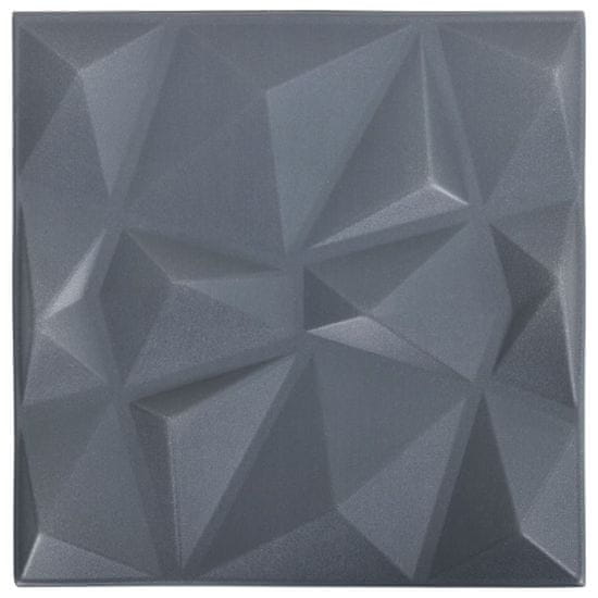 Vidaxl 3D nástěnné panely 12 ks 50 x 50 cm diamant šedé 3 m²