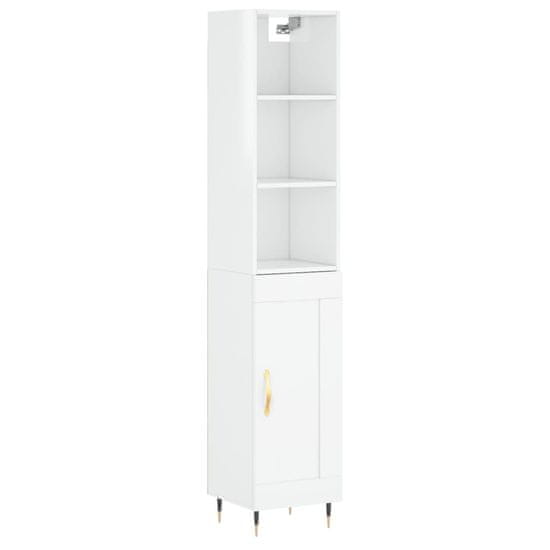 Vidaxl Skříň highboard bílá s vysokým leskem 34,5x34x180 cm kompozit