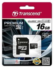 Transcend Paměťová karta microSDHC 16GB UHS-I TS16GUSDU1