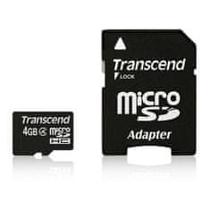 Transcend Paměťová karta MicroSDHC 4GB Class4 + adapter