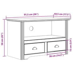 Vidaxl TV stolek se 2 zásuvkami BODO šedý 91,5x44,5x56 cm borovice