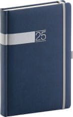 Grooters NOTIQUE Denní diář Twill 2025, modro-stříbrný, 15 x 21 cm