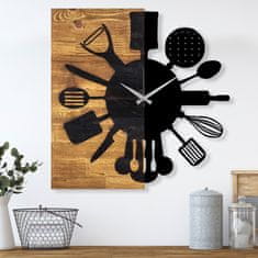 ASIR GROUP Dekorativní nástěnné dřevěné hodiny Wooden Clock 32, Ořech, Černá