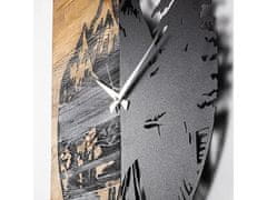 ASIR GROUP Dekorativní nástěnné dřevěné hodiny Wooden Clock 19, Ořech, Černá