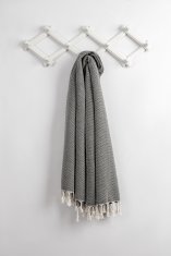 L'essentiel Plážový ručník Fouta Likya - Black, Černá, Bílá