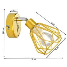 KONDELA Nástěnná lampa zlatá, kov OKIRA TYP 2