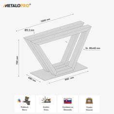 MetaloPro Tvar-V kovová černá stolní noha, centrální stolová podnož, pro až 150 kg těžké stolové desky, jídelní stůl stolek konferenční stolek obývací stolek, průmyslový moderní obývací pokoj