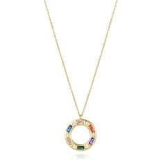 Viceroy Módní pozlacený náhrdelník s barevnými zirkony Elegant 13208C100-39