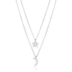 Viceroy Dvojitý stříbrný náhrdelník Hvězda a Měsíc Trend 13203C000-30