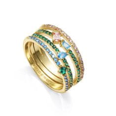 Viceroy Třpytivý pozlacený prsten pro ženy Elegant 15121A012-39 (Obvod 52 mm)