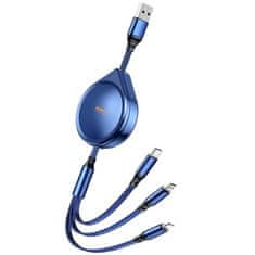 REMAX Multifunkční Kabel Remax - 15W - 3v1 USB-C/Micro/Lightning - Modrá KP32220