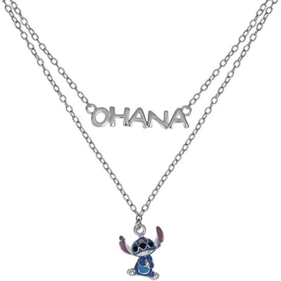 Disney Dvojitý stříbrný náhrdelník Stitch Lilo & Stitch NS00059SRHL-17.CS (řetízek, přívěsek)