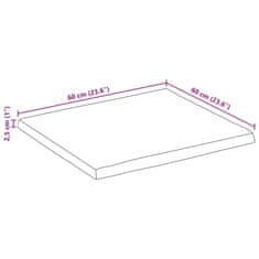 Vidaxl Stolní deska živá hrana 60x60x2,5 cm masivní hrubý mangovník