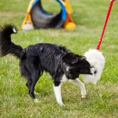 DINGO Hračka Pro Psy - Přetahovadlo Přírodní Ovčí Kožešina Bungee Zelená