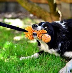 DINGO Hračka Pro Psy - Přetahovadlo Mop Bungee S Míčem Oranžové