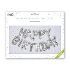 Pukka Pad Balónek "Happy Birthday", stříbrná, 40 cm, PTY066
