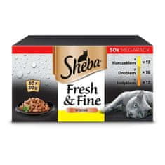 shumee SHEBA sáčky v omáčce s příchutí drůbeže - mokré krmivo pro kočky - 50x50 g