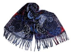 Kraftika 1ks 10 modrá tmavá šátek / šála typu kašmír s třásněmi