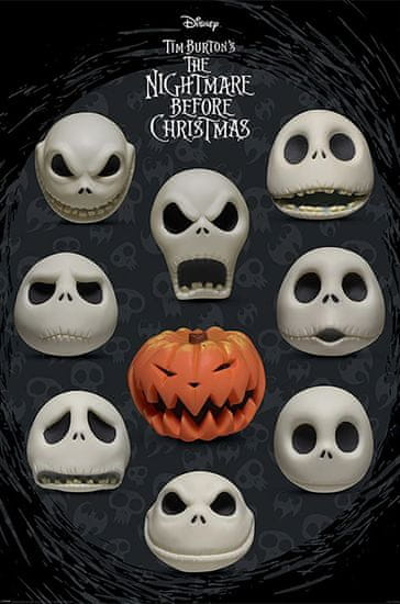 CurePink Plakát Disney|Nightmare Before Christmas|Ukradené Vánoce: Mnoho tváří Jacka (61 x 91,5 cm)
