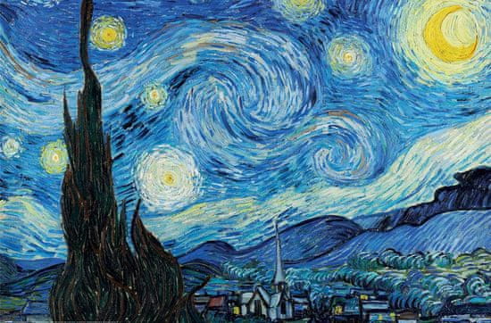CurePink Plakát Vincent Van Gogh: Hvězdná noc (61 x 91,5 cm)